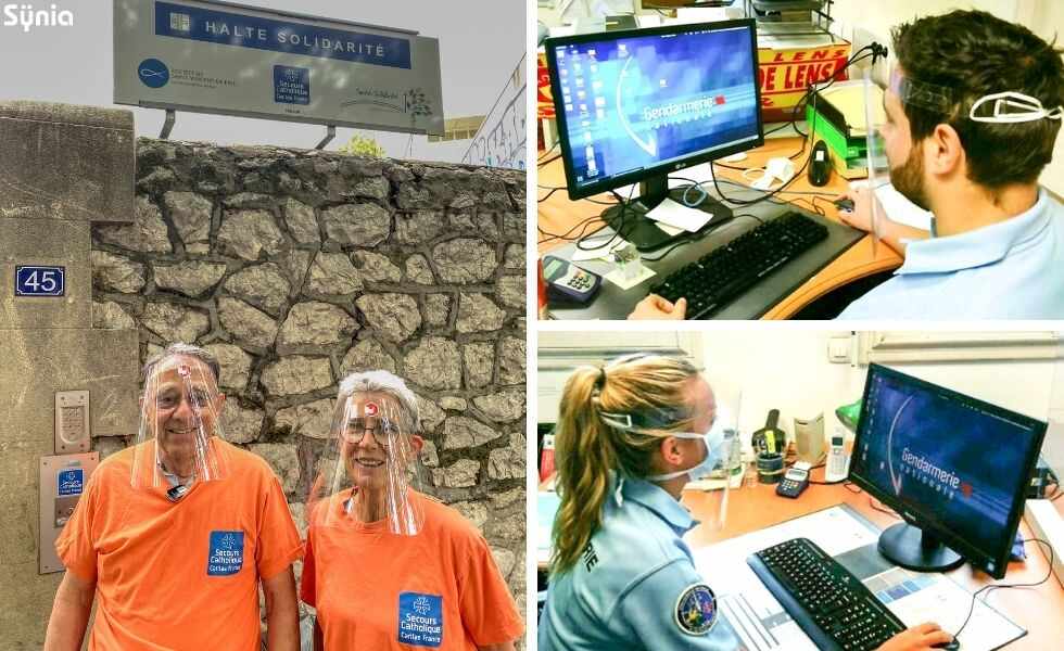 Sÿnia offre des visières de protection aux héros du quotidien.